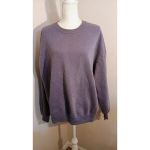 Vintage Jerzees NuBlend Sweatshirt Purple Crewneck Pullover XL Oversized Blank